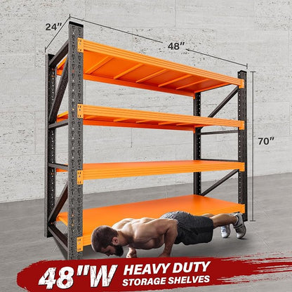 48" Wide Heavy Duty Garage Shelving Units, 3000LBS Deep Storage Shelves - Image 2