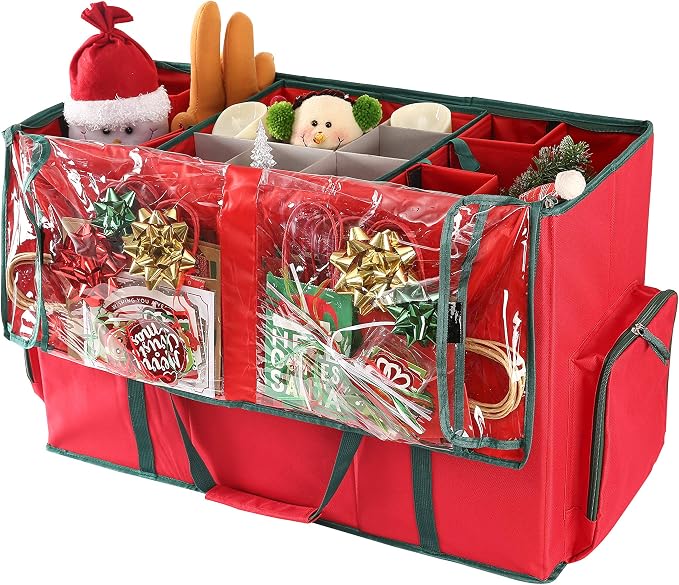 Sattiyrch Large 2-in-1 Christmas Ornament Storage Box & Xmas Figurine Container by Sattiyrch