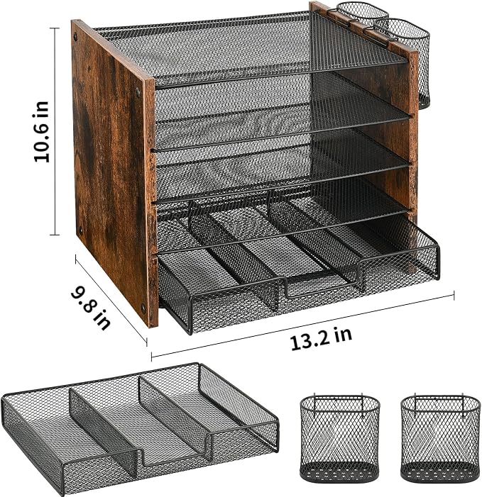 OPNCIE Desk Organizer and Accessories, 5-Tier Paper Letter Tray File Organizer - Image 5