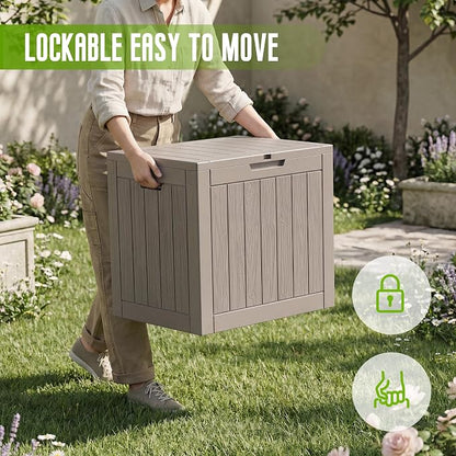 Vixzen 35 Gallon Deck Boxes Outdoor Waterproof, Lockable Resin Storage Box - Image 3