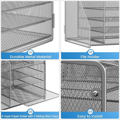 Lavatino 5-Tier Metal Mesh Desk Organizer - Image 6