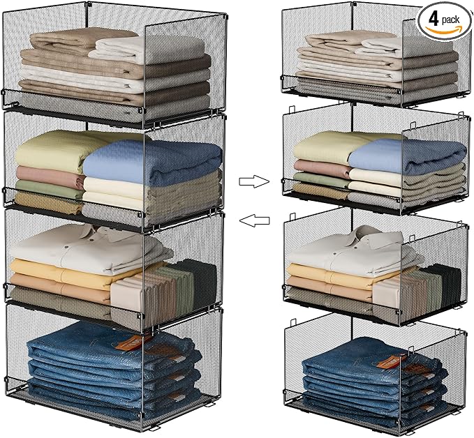 Tiaoheka 4-Tier Stackable Closet Organizers and Storage, Metal Wire Storage by Tiaoheka