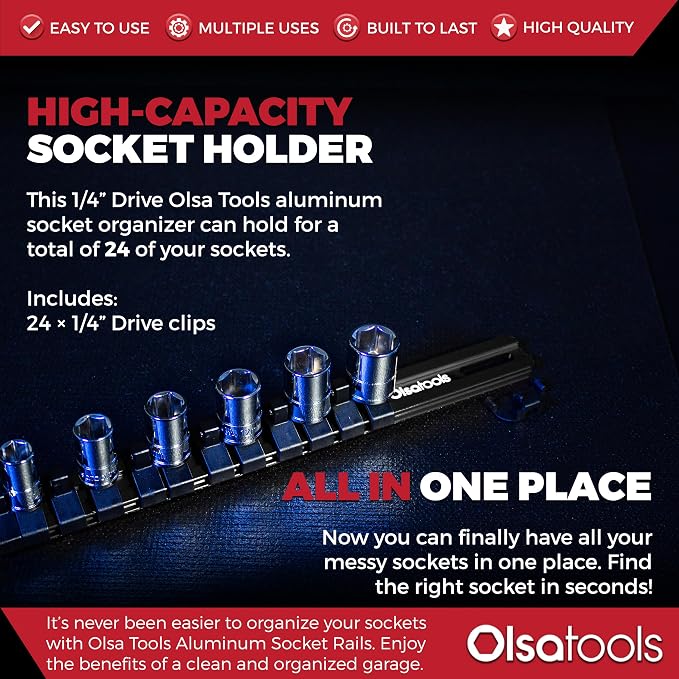 Olsa Tools 1/4-Inch Drive Aluminum Socket Organizer - Image 2
