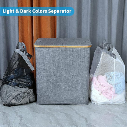 efluky Laundry Hamper with Lid, Double Laundry Hamper with 2 Removable Bags - Image 3