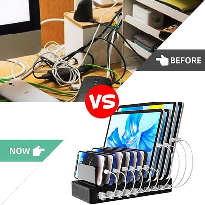 100W 10-Port Smart Charging Station | 5 USB-A & 5 USB-C Ports | Organized Design - Image 6