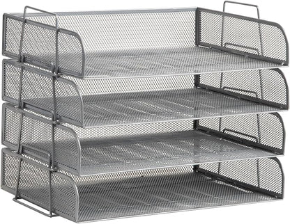 Mind Reader Stackable Paper Tray, Desktop Organizer, File Storage, Metal Mesh - Image 7