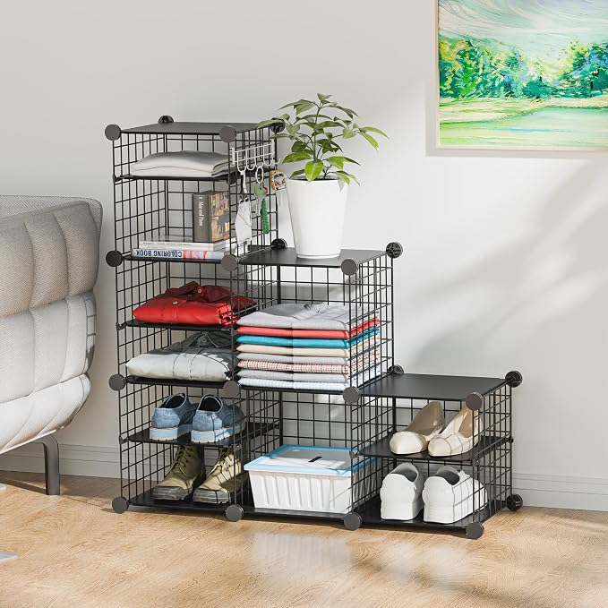 Wire Cube Storage Organizer, 6 Cubes Converted into 7 Cubes, Sturdy Metal Grids - Image 2