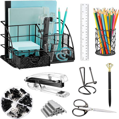 KAAKOW Black Desk Organizers and Accessories Office Supplies Set Stapler by KAAKOW