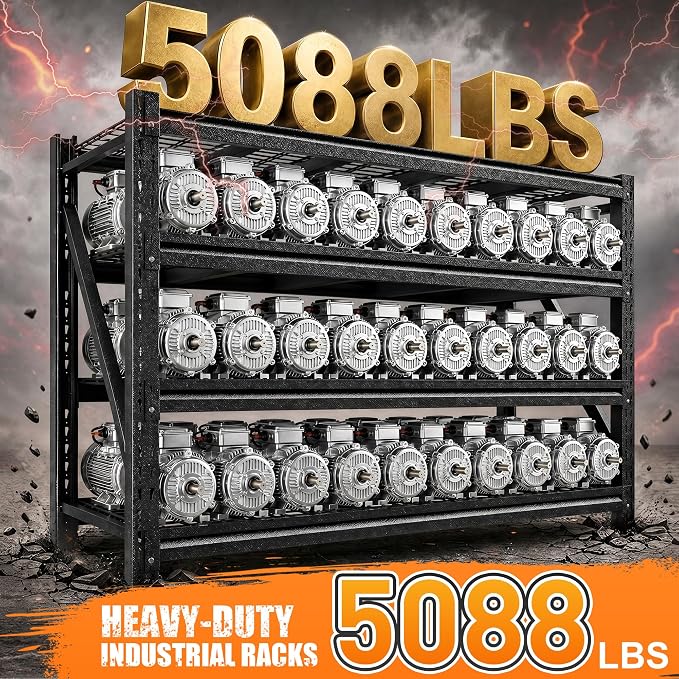 REIBII 5088LBS Heavy Duty Garage Shelving, 68.3'' W Large Metal Storage Shelves - Image 4