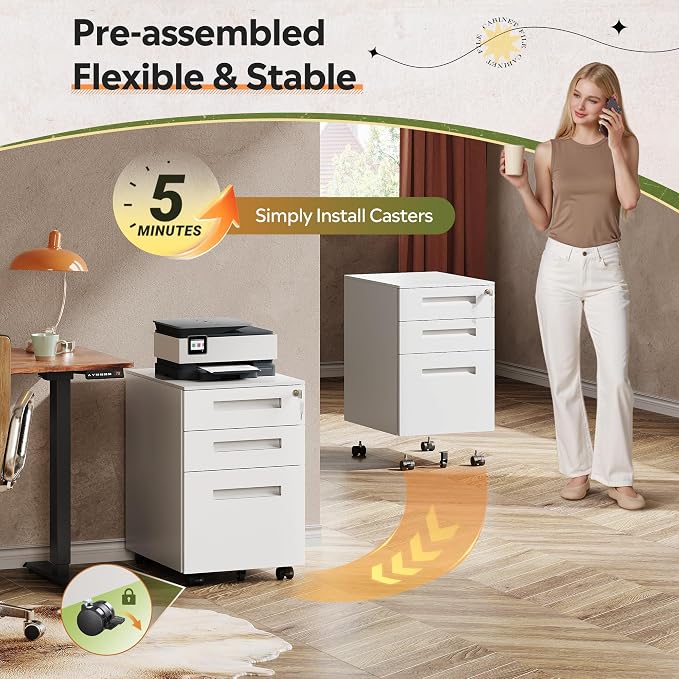 DEVAISE 3-Drawer Metal File Cabinet - Image 4