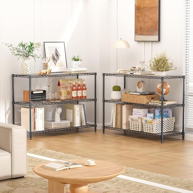 3-Shelf Adjustable Storage Shelves 36" W x 14" D x 36" H Metal Shelving Unit - Image 9