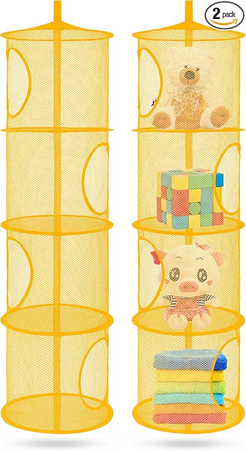 2Pcs Hanging Stuffed Animal Storage Hammock 4 Tiers, Holds Plushies, Foldable by coastalrose