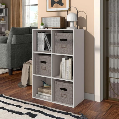 Homes: Inside + Out Apexa 6-Cube Storage Organizer Shelves, Stackable Wood - Image 12