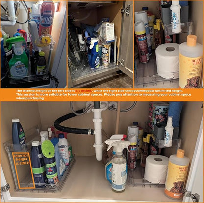 Yieach 2 Pack 14.6″ Deep Pull Out Under Sink Organizer, 10.8″ High 2 Tier Slide - Image 5