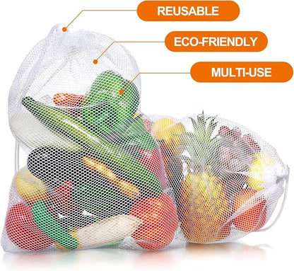 TecUnite 10 Pcs Mesh Bags Drawstring Laundry Bags Large Nylon Mesh Gift - Image 2
