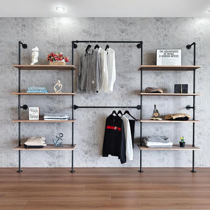 Industrial Pipe Clothing Rack, Wall Mounted Garment Hanging Rack by Anynice