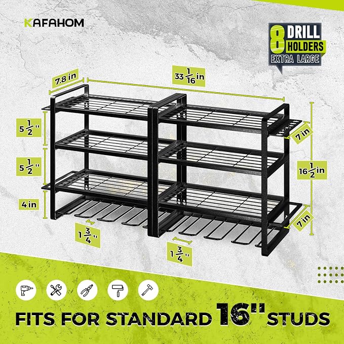 KAFAHOM Power Tool Organizer Wall Mount, 4-Tier Drill Holder - Image 5