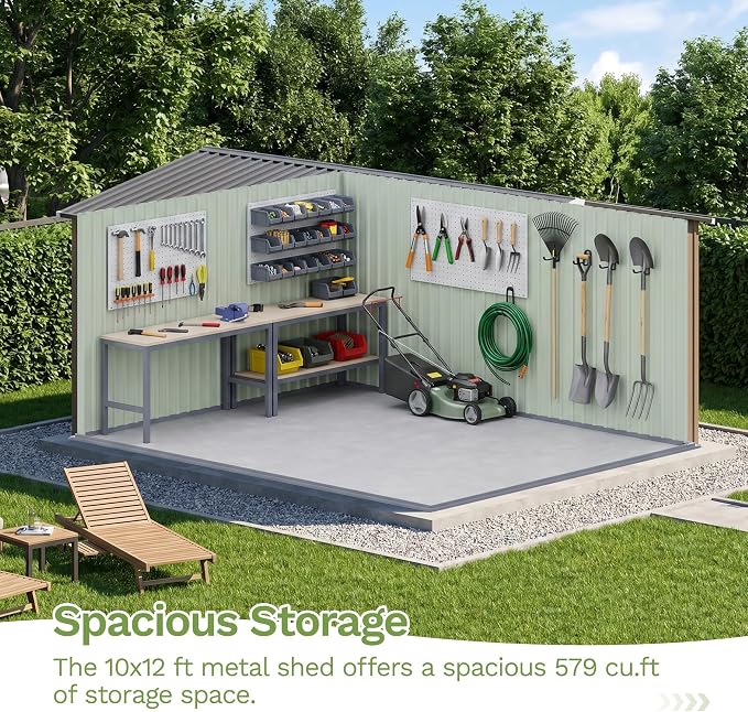 Patiowell 10x12 FT Metal Storage Shed, Heavy-Duty Outdoor Storage - Image 6
