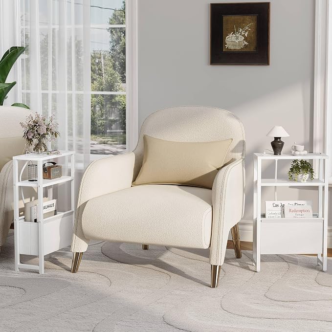 Narrow Side Table with Charging Station Slim End Table Sofa with Magazine Rack - Image 8