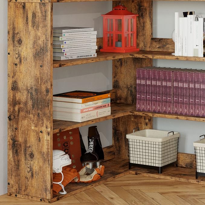 IRONCK Corner Bookshelf, Bookshelves 6 Tiers - Image 7
