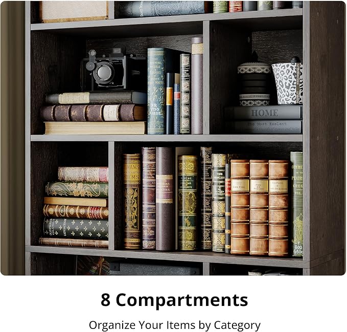 IRONCK Bookcase with Doors, Tall Bookshelf with Storage, Bookshelves and - Image 5