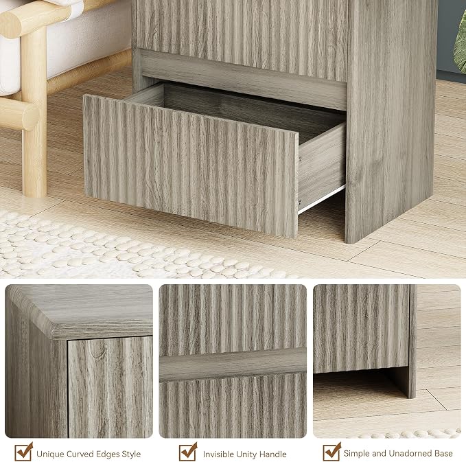 Fluted Nightstand, Modern Night Stand - Image 4