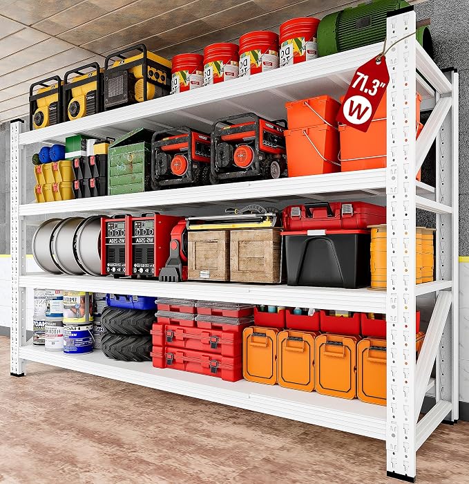 71.3" Wide Heavy Duty Garage Shelving Units, 5000LBS Deep Storage Shelves by SISESOL