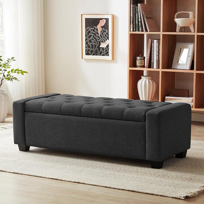 Huatean Home 48" Ottoman with Storage, Storage Ottoman Bench with Safety Hinge - Image 9