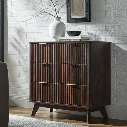 T4TREAM Fluted 3 Drawers Nightstand, Oversized Extra Large Modern Side Table - Image 3