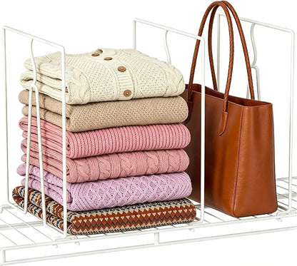 Wire Shelf Dividers for Closet: Clothes, Sweater Organizer, Vertical White by Saccik