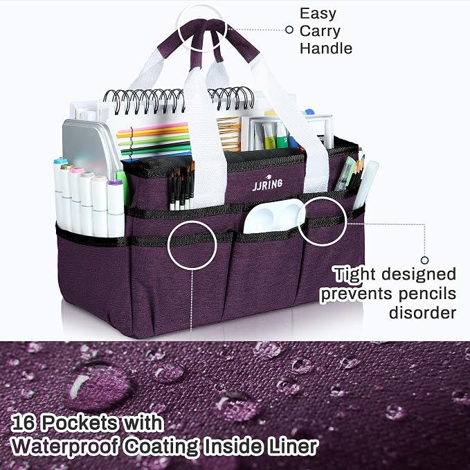 JJRING Craft Organizer Tote Bag, Art Storage Caddy - Image 4