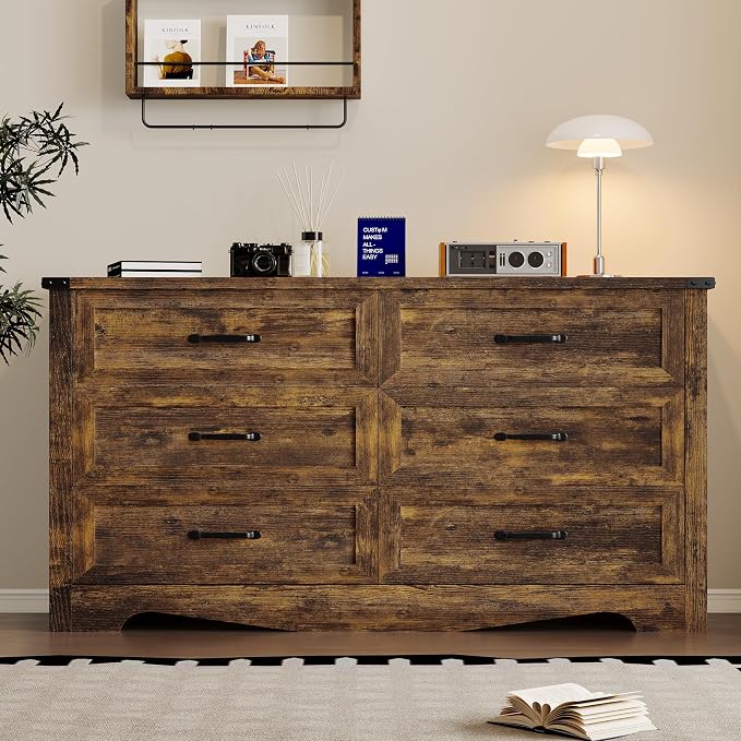 6-Drawer Dresser for Bedroom, Modern Wooden Chest of Drawers - Image 3