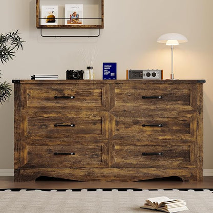 6-Drawer Dresser for Bedroom, Modern Wooden Chest of Drawers - Image 3