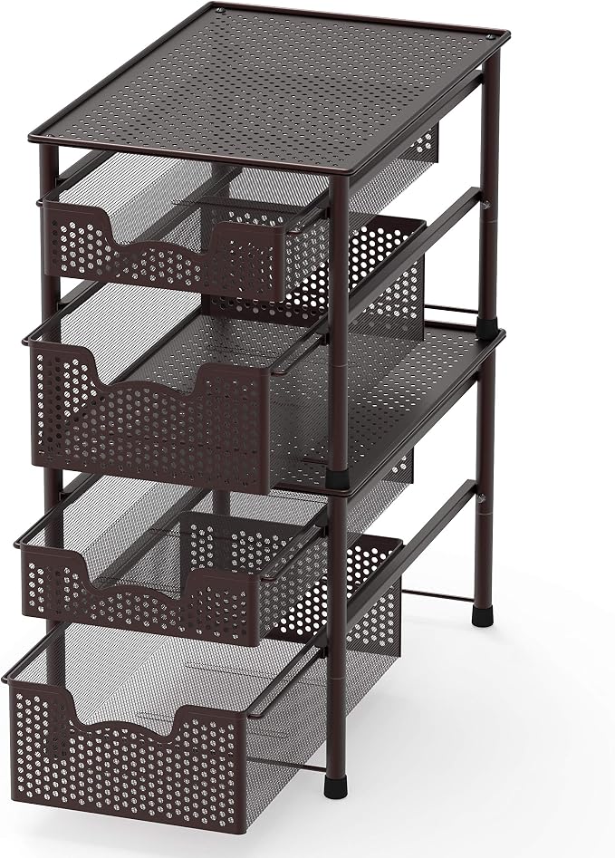 Simple Houseware Stackable 2 Tier Sliding Basket Organizer Drawer - Image 4