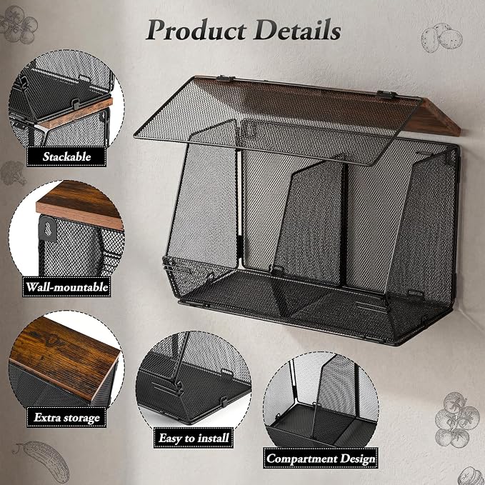 Teenyyou 2 Pcs Stackable Mesh Fruit Basket - Image 3