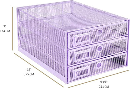 Annova Desk Organizer Wire Mesh 3 Tier Sliding Drawers Paper - Image 2