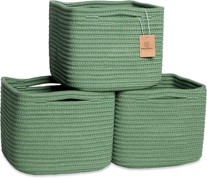 NaturalCozy Storage Cubes 9”x9”x7”Cotton Rope Woven Baskets by NaturalCozy