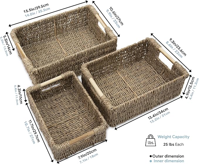 VATIMA Seagrass Baskets with Wooden Handles - Image 6