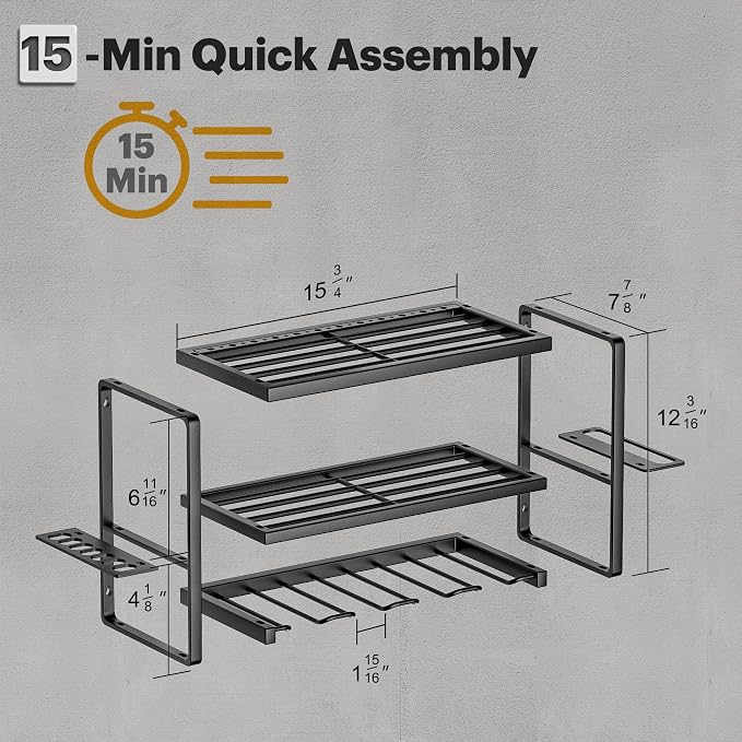 Spampur Power Tool Organizer, 3 Layers 4 Drill Holder Wall Mount | Garage - Image 4