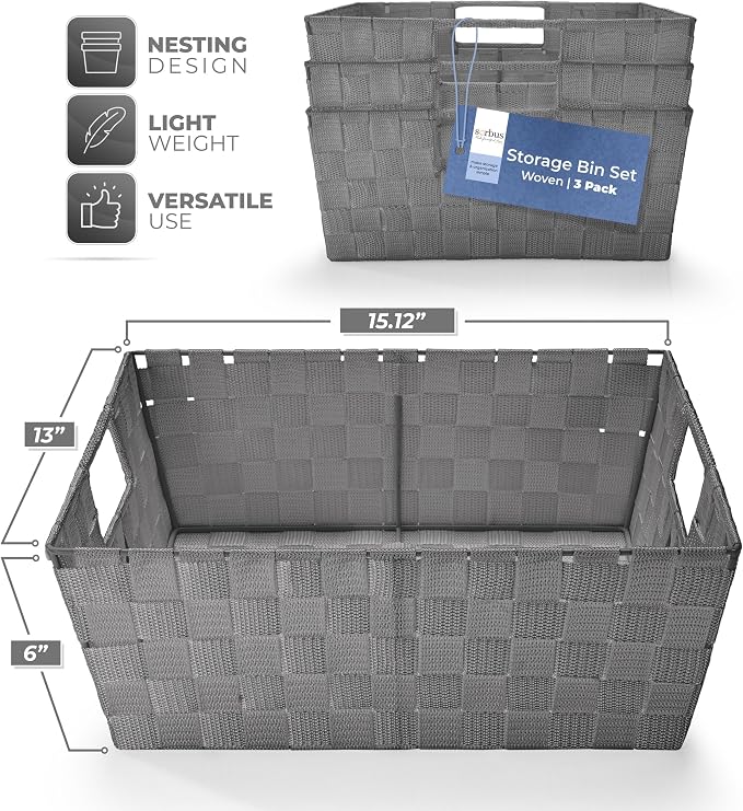 Sorbus Set of 3 Large Storage Baskets - Image 2