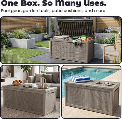 PatioZen 330 Gallon Outdoor Storage Box, Heavy Duty Resin Large Deck Box - Image 8