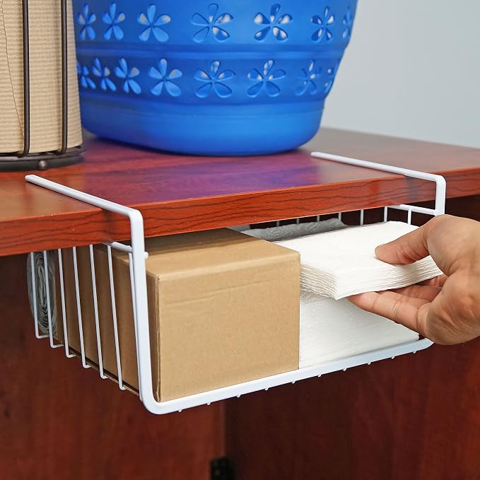 White Wire Under-Shelf Storage Basket, 10-Inch – Durable Organization Solution - Image 5