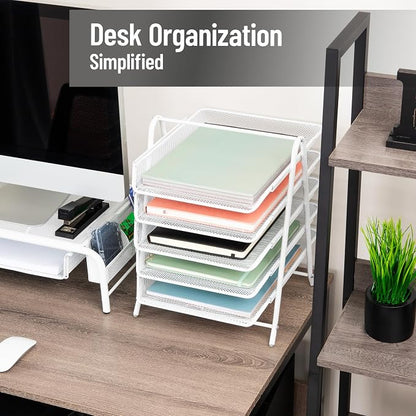 Mind Reader 5-Tier Paper Tray Organizer, Vertical Desktop File Storage Rack - Image 2