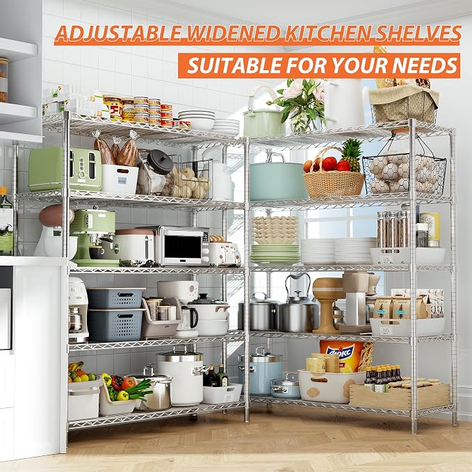 Storage Shelves Heavy Duty, 5-Tier Adjustable Metal Industrial Utility Shelf - Image 4