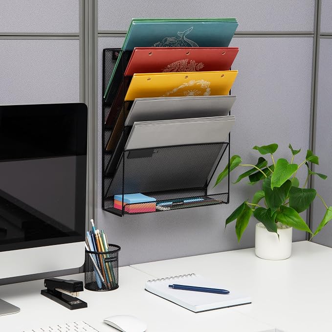 Mind Reader 5-Tier Vertical File Storage, Desktop Organizer, Wall Mount - Image 2
