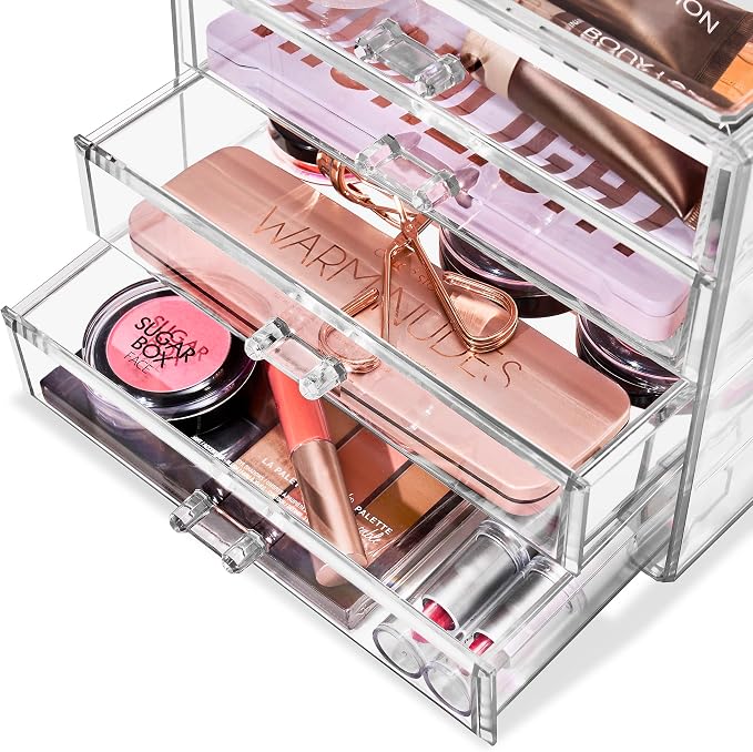 Sorbus Acrylic Makeup Organizer Set, 4-Drawer Vanity & Countertop Cosmetic - Image 7