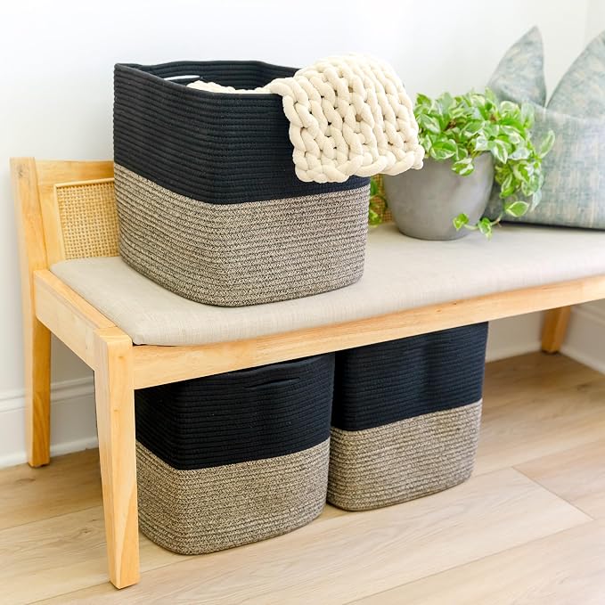 NaturalCozy 13x15x13 Kallax Storage Cubes Bins, 3 Pack | Cotton Rope Cube - Image 8