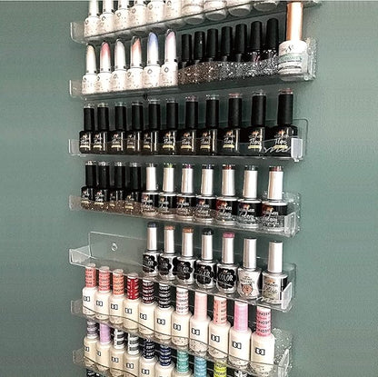 YMVV Clear Acrylic Nail Polish Rack Wall Mounted Shelf, 6 Pack Organizer - Image 2