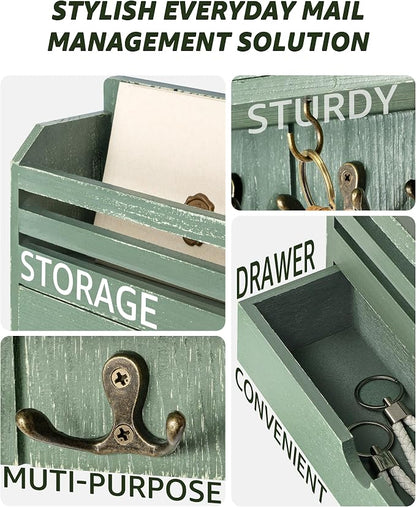 Rebee Vision Pine Wood Mail and Key Organizer - Image 5
