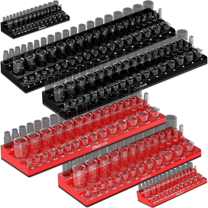 Olsa Tools Magnetic Socket Organizer | 6pc Socket Holder Kit | 1/2-Inch by OlsaTools